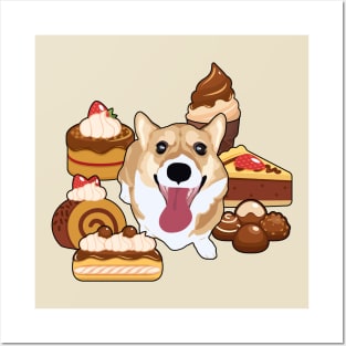 Chocolate Desserts Corgi Posters and Art